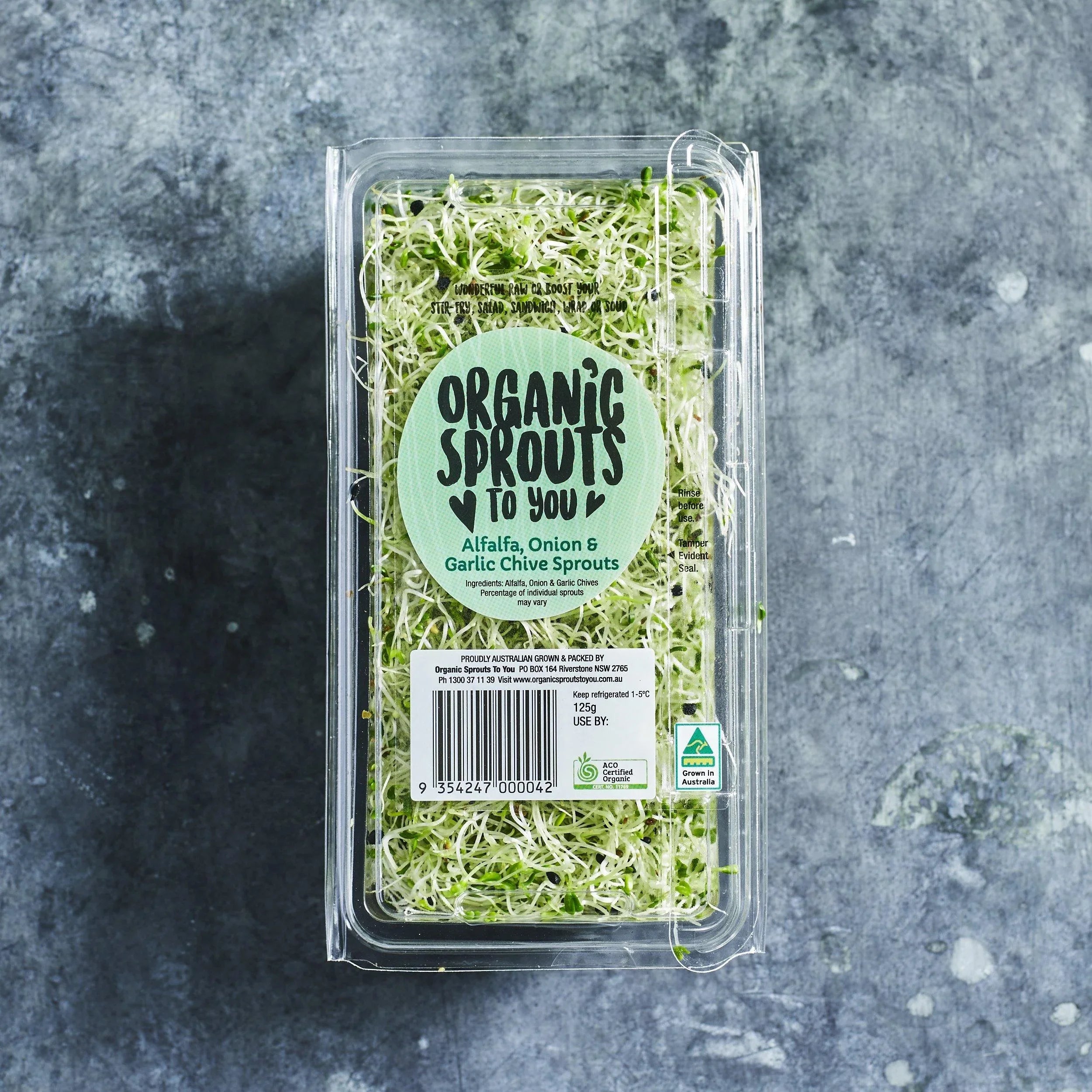 Alfalfa & Garlic Onion Chive Sprouts - Australian Wheatgrass
