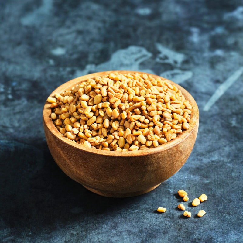 Fenugreek sprouting seeds in a bowl